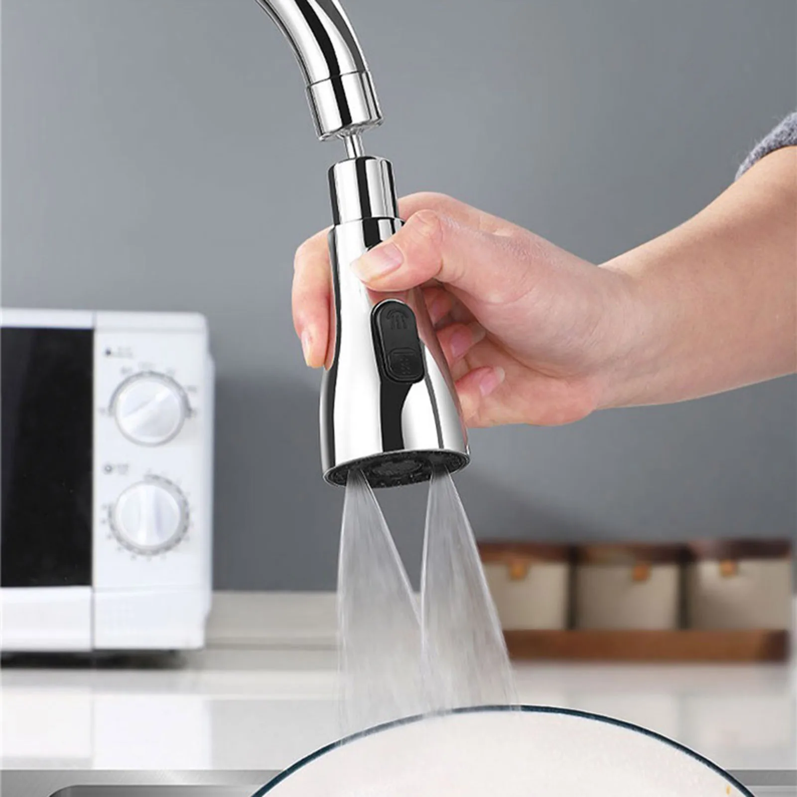 ABS Durable Water Saving Shower Spray Head Multifunction Pull Head Kitchen Pull Out Faucet Sprayer Nozzle