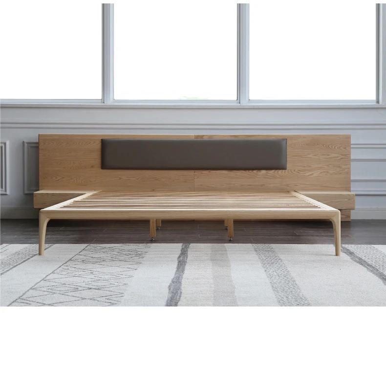 Modern Bedroom Set Furniture Frame Luxury Leather Wooden Beds Queen King Size Italian Design Double Bed Wood Customized 1 Set