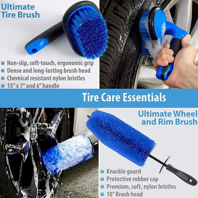 hot sale blue car Washing kits Microfiber Cloth Towel Brush Clean Vehicle washer Car cleaning kit