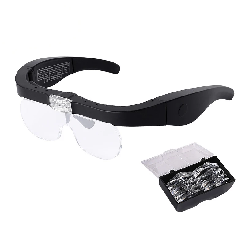 Wholesale LED Illuminated Glasses Magnifier Tattoo beauty surgical Eyeglass USB Magnifying Glass Reading NO.11537DC