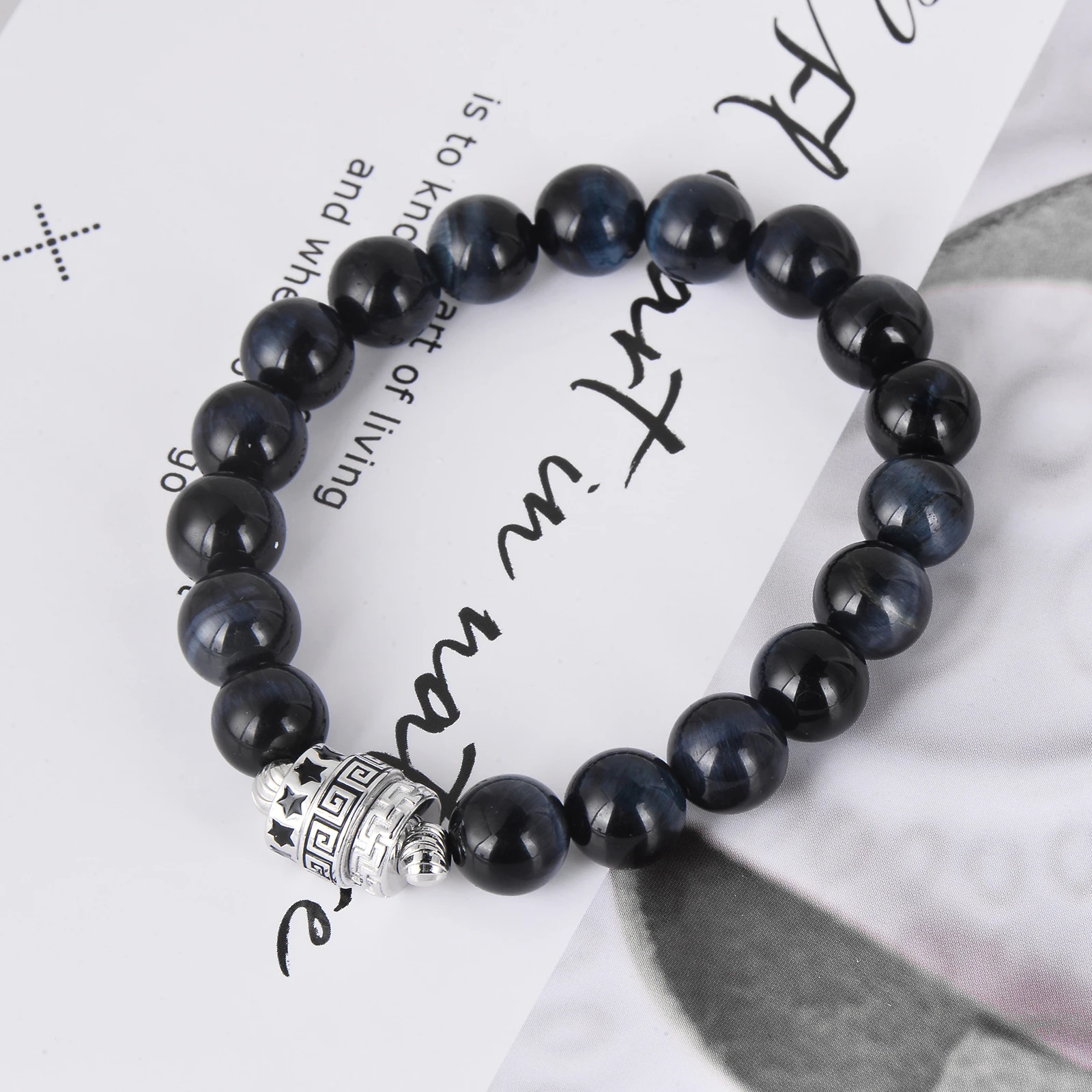 Natural Tigers Eye Stones Beads Crystal Custom 925 Sterling Silver Charms Vintage Jewelry Fashion Beaded Bracelets For Men Women