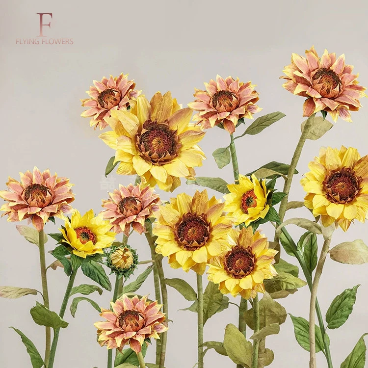 Wholesale Wedding Background Decoration Flowers Artificial Paper Flowers Sunflower