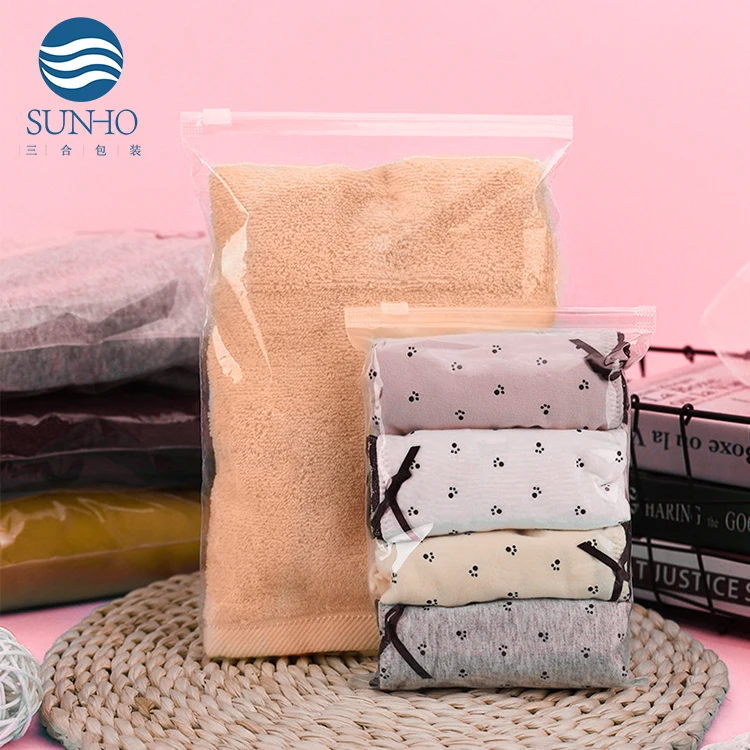 Hot Sales Custom Logo Ziplock T-shirt Packaging Bag Clear Zipper Zip Lock Eco Friendly Packaging Clothes Plastic Bags