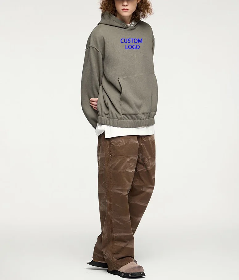 OEM High Quality Elegant 340grams Thick Cotton Fleece Oversized Warm and Comfortable Mens Custom Print Embroidery Hoodies
