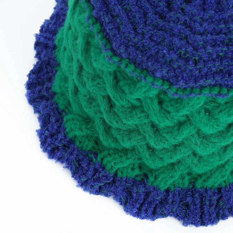 Fashional Design Round Brim Crochet Knit Floral Winter Fisherman Hat Custom Crochet Bucket Hat