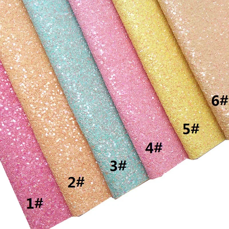 New Designer 1 mm A4 Size Laserable Chunky Shimmer Vegan Shiny Rexine PU Glitter Leather Sheets for Crafting DIY Shoes Bags Bows
