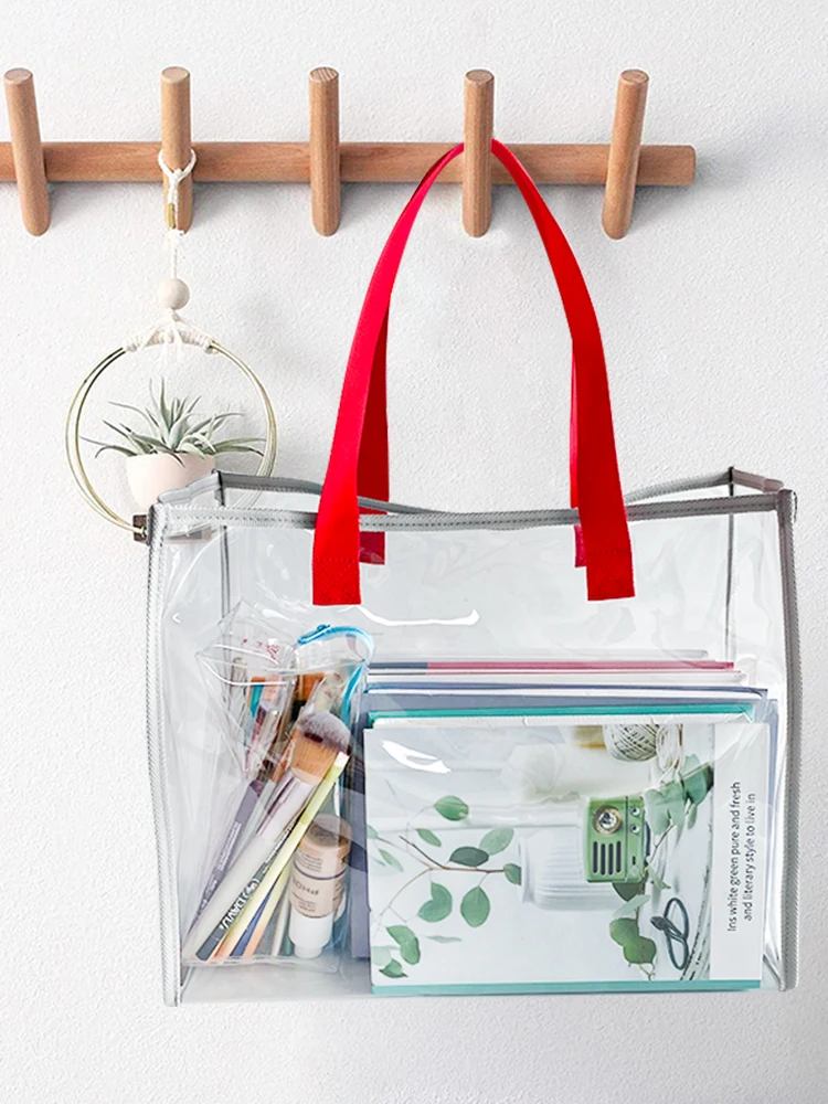 New style pure colour pvc tote beach bag pvc summer beach bags Custom clear tote bags transparent for with woven handle