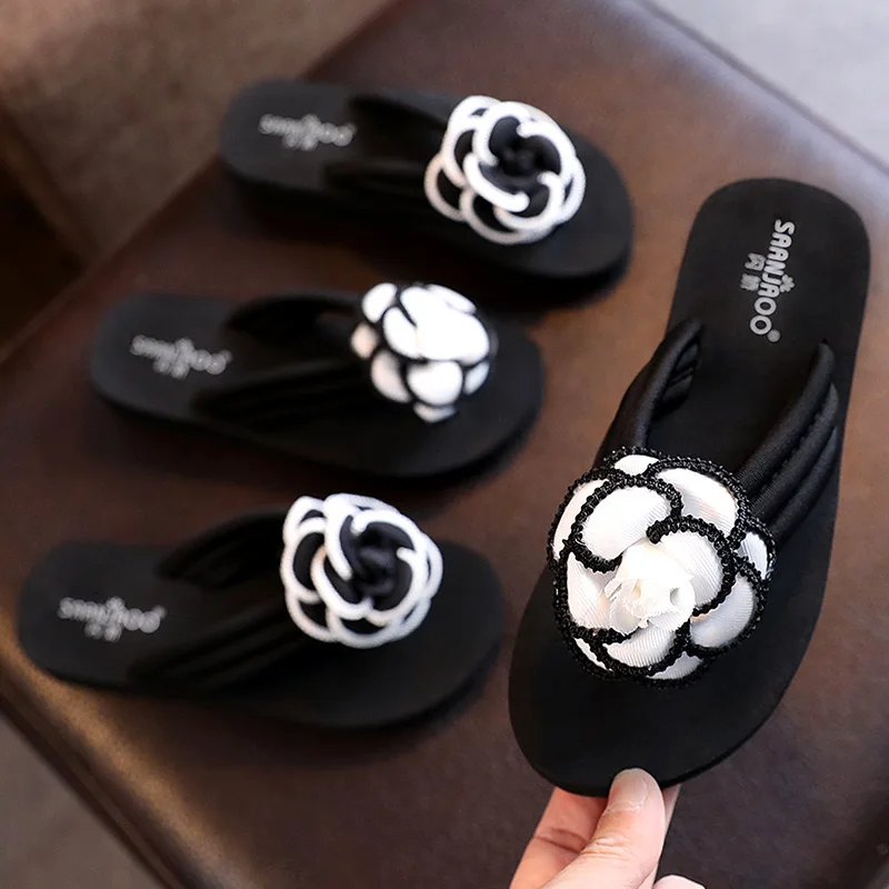 Summer outdoor non-slip slippers for girls, flower fashion flip-flops kids slippers children shoes