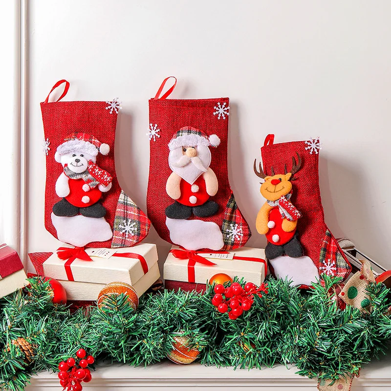 Christmas Candy Gift Socks Large Santa Claus Snowman Christmas Stockings For Sublimation Tree Decorations Christmas Stockings
