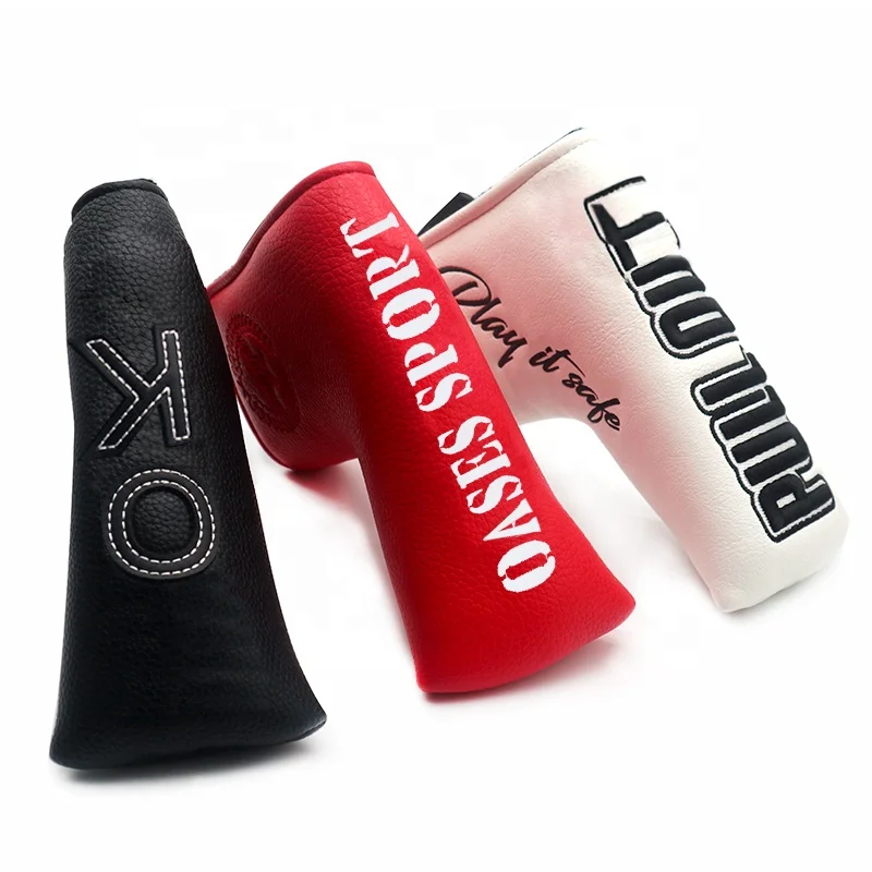 Customized Logo Premium PU Leather Magnetic Blade Putter Club Golf Headcover