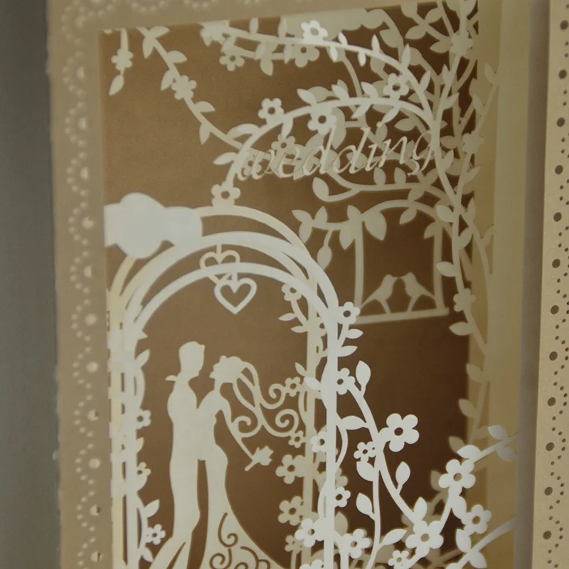 
Custom laser cut 3d wedding invitations pop up cards 