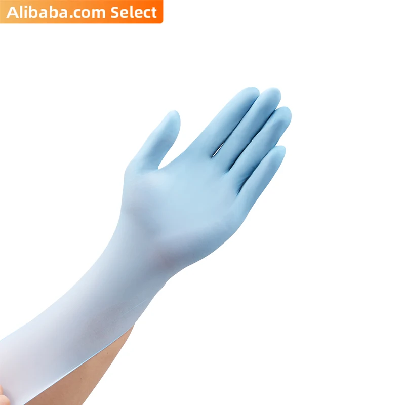 Customized 9inch 3mil blue disposable waterproof powder free nitrile  gloves manufacturers