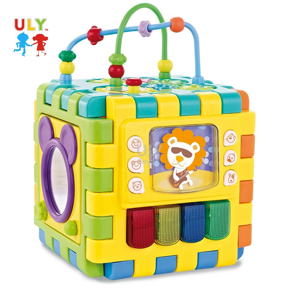 Baby Cognitive Polyhedron Musical Shape Sorter Musical for Early Learning Cartoon Activity Cube