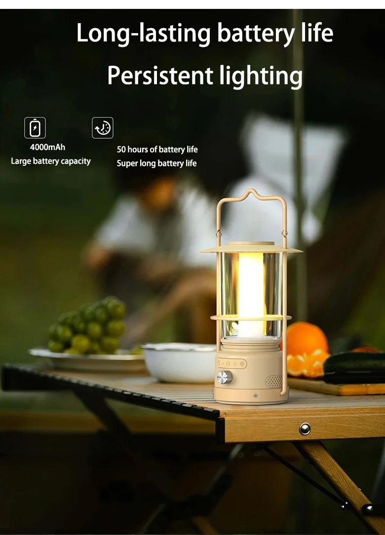 2025 hot Camping Light IPX4 waterproof Wireless connection playback Built-in bluetooth speaker Suspension design