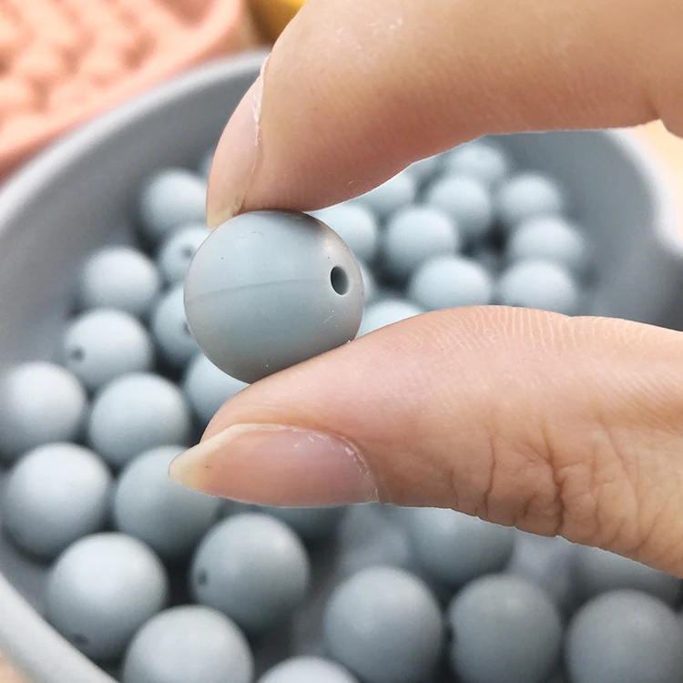 15mm wholesale da approved baby teether silicone beads for necklaces