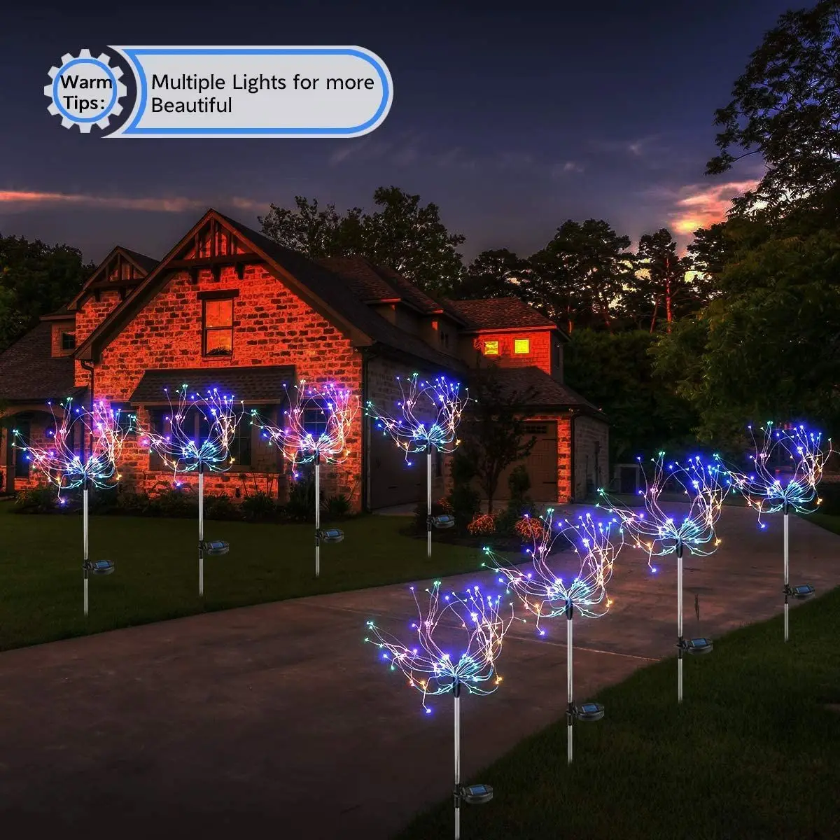 H45cm Firework Starburst Dandelion Portable Stake Light Motion Sensor Outdoor Street Garden Decorative Led Solar Light
