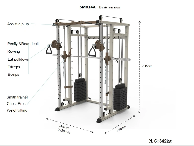 2024 Hot Selling Gym Equipment Commercial Power Rack Machine Multi Functional Smith Machine