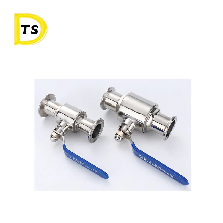 Food grade triclamp through ball valve Solid stainless steel Ball Valves Sanitary tri clamp Clamped Ball Valve
