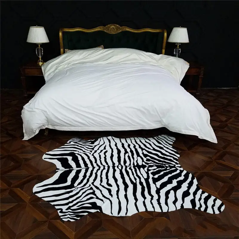 Reversible Hapton Faux cowhide carpets Animal fur mats Cowhide Pattern 3d Printed rugs for bedroom, living room, office