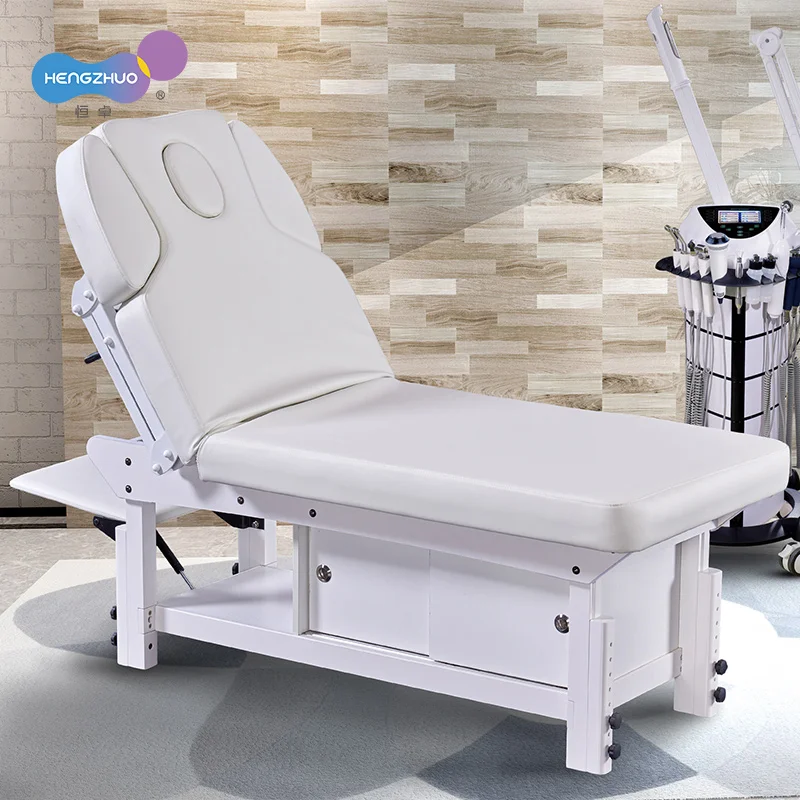 European Style Wooden Massage Table Spa Bed for Beauty Salon with i Pad Rack Commercial Furniture Professional Manufacturer