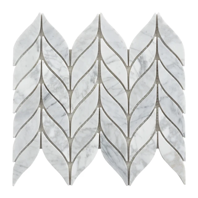 Leaf shape mosaics in different color marbles leaf marble mosaic marble leaf mosaic tile