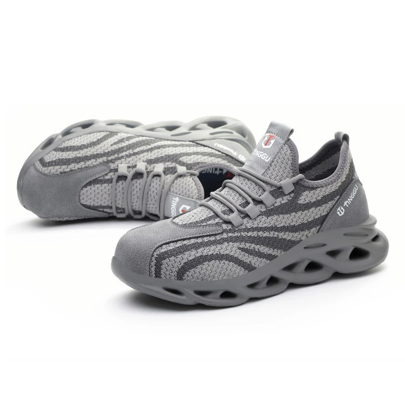 Промышленная защитная обувь для работы, повседневные кроссовки, мужская защитная обувь, противоскользящая Мужская Рабочая обувь с вязаным стальным носком