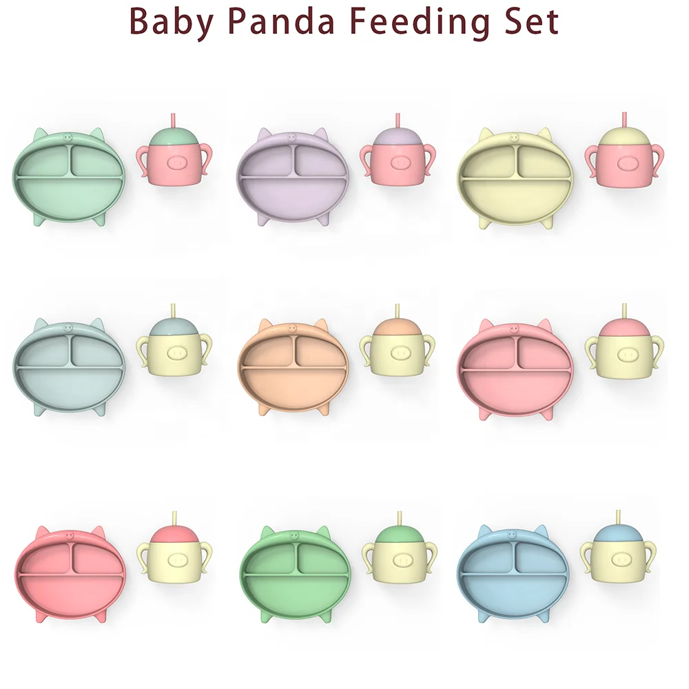 MHC оптовая продажа товары для кормления детей Силиконовый Набор миска крышка ложка