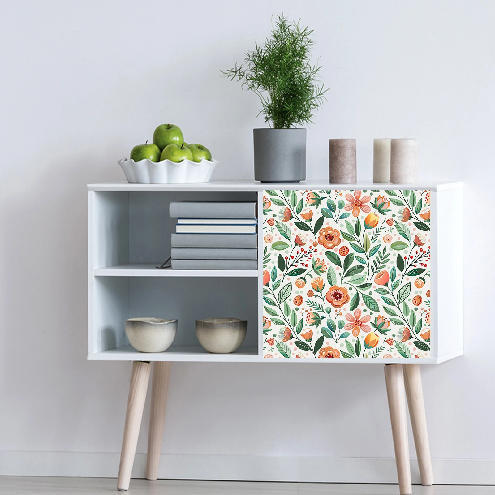 17.32*118.11inch floral Wall Paper Waterproof Removable Wallpaper Oil-proof Peel and Stick Home Decor Wall Sticker