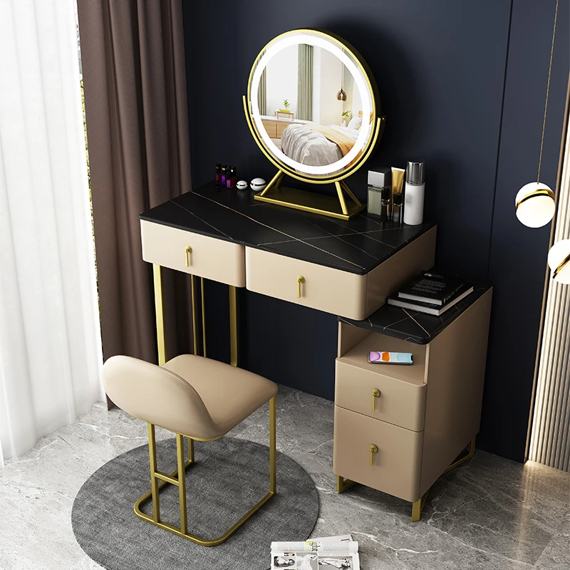 Wholesale Nordic Bedroom Furniture Simple Bedside Luxury Mirrored Dresser Dressing Table