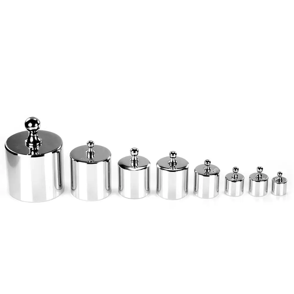 8 Pieces 1kg Steel Chrome Plated Calibration Weight Set Case Tweezers for Digital Jewellery Scale Science Lab