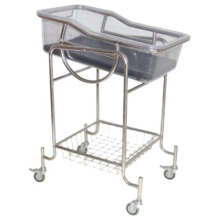Stainless Steel Frame Portable Baby Cot Bed Shakes Transparent Basin Hospital Bed Baby