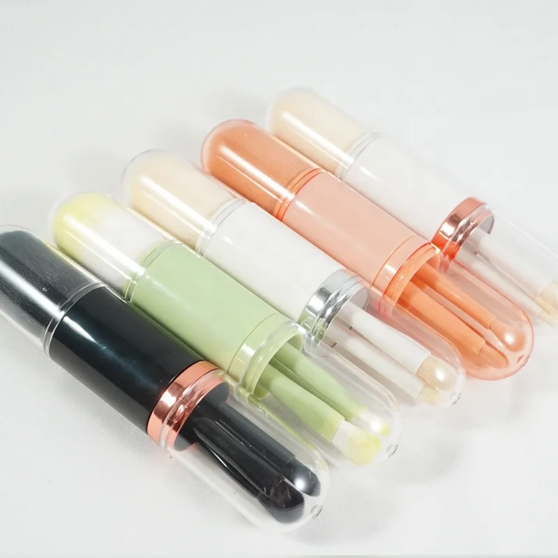4-in-1 Makeup Brush Beauty Tools On The Go Mini Eye Brush Skin Tone Retractable Portable Blush Brush For Travel Private Logo