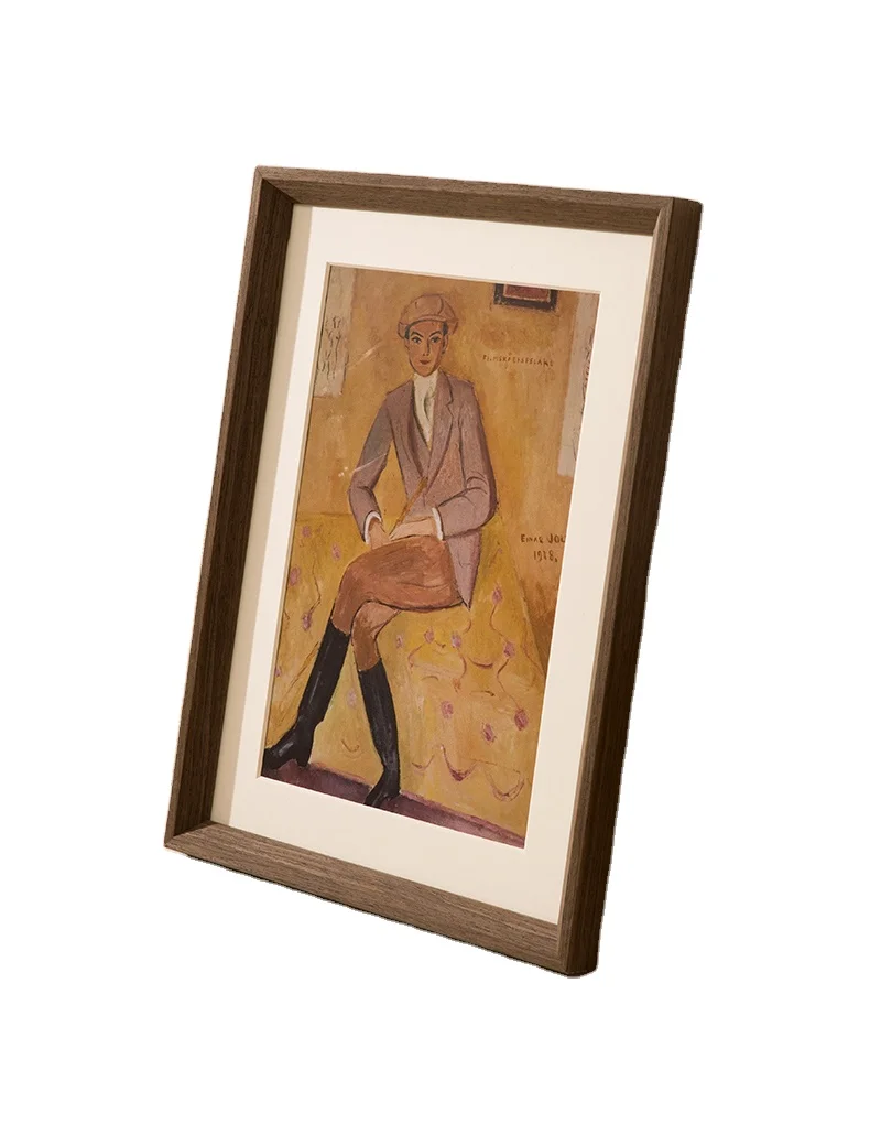 Wholesale log photo frame hanging wall white black solid wood picture frame modern simple table