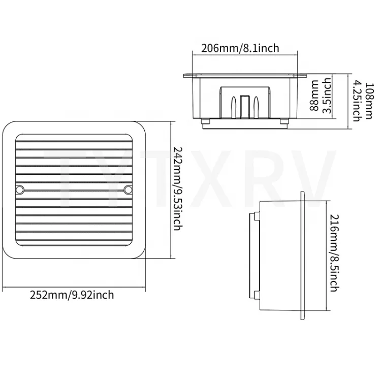 HEYRV RV Caravan High Quality Motorhome 220V  Exhaust fan air Side Air Vent Cooling Side vent Caravan Exhaust fan