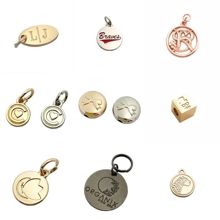 Fahion Design Made Custom Silver logo Stamped Metal Jewelry Tags for Pendant / Necklace