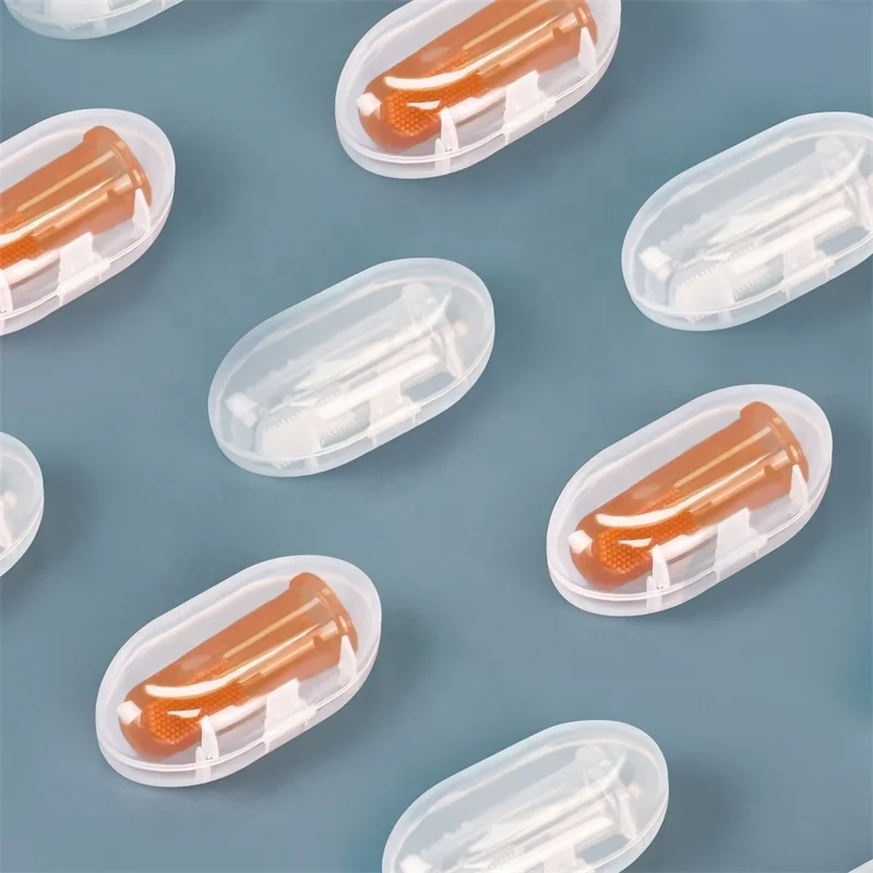 Silicone infant tooth brush training soft teether baby Tongue Scraper Cleaner Finger toothbrush for dogs pet