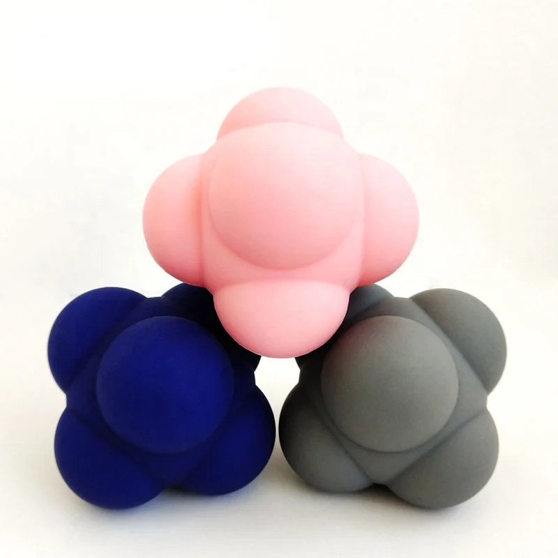 Exercise Sports Massage Football Speed Agility Training Custom Logo Hand Reflex Silicone Hexagon Hex High Reaction Bouncing Ball