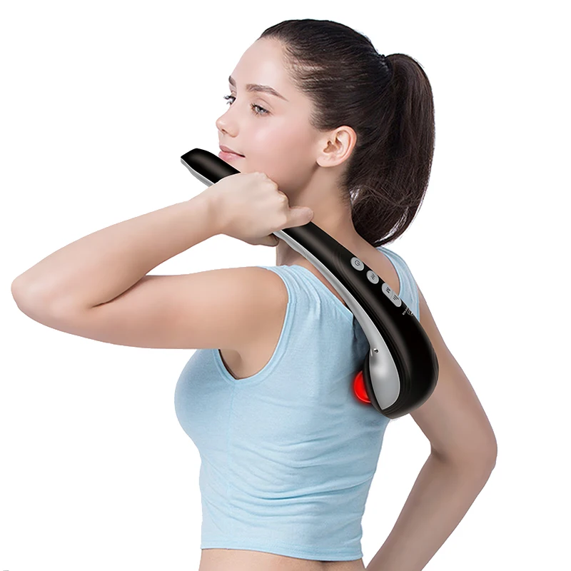 Cordless Handheld Back Massager - Rechargeable Percussion Massage with Heat, Deep Tissue Massager for Neck Shoulder Waist Leg