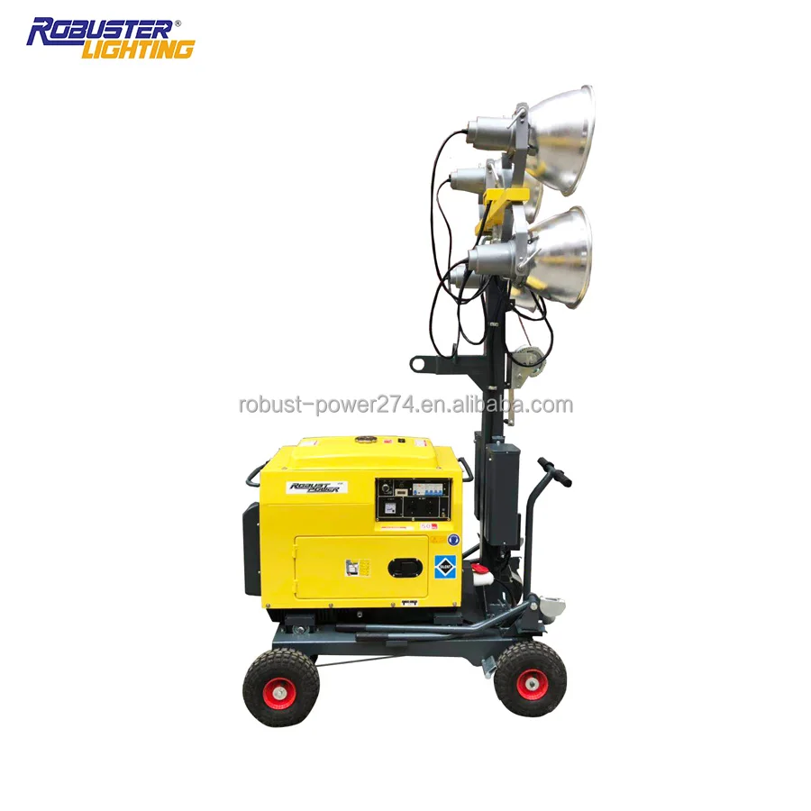 4X1000W Diesel Generator Lighting Tower Manual Portable Trailer Communication Light Tower