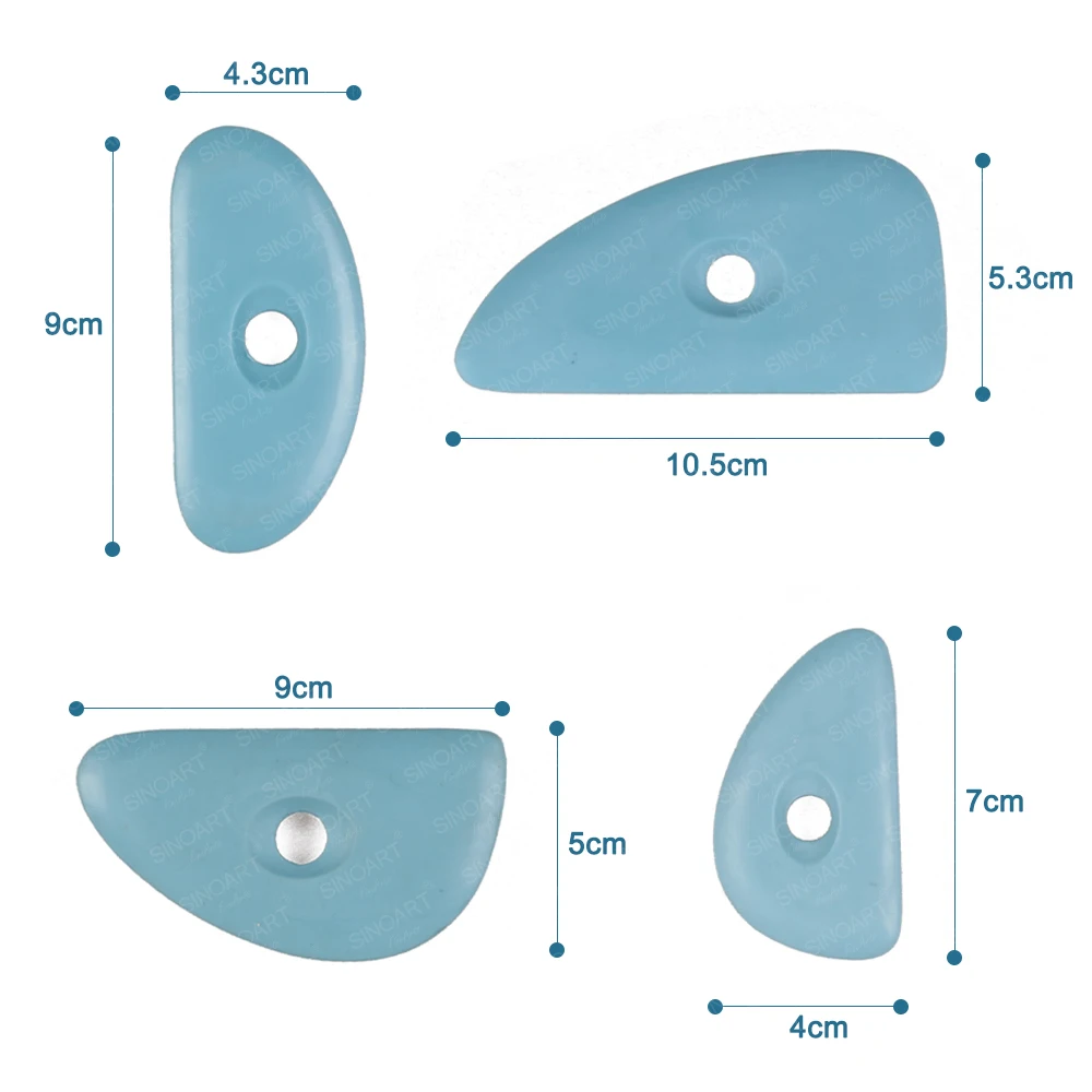 SINOART 4pcs Paste Painting Tool Pottery Clay Silicone Ceramics Tools Artist Silicone Pottery Rib Set