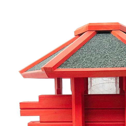 Rainproof Garden Outdoor Decorative Column Type Wooden Floor Type Feeder Bird Feeder for Outside with Pole