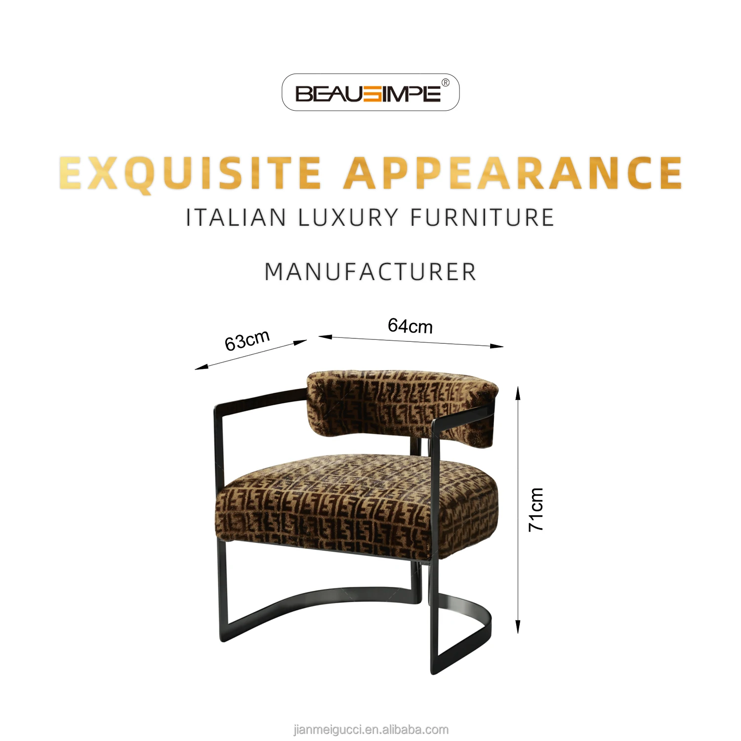 Italian modern style new high quality fabric stainless steel armchair bedroom living room home furniture lazy leisure chair