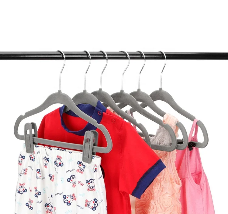 2022 Nonslip 360 Swivel Hook Velvet Children baby Hangers Kids Velvet Hangers for Cloths