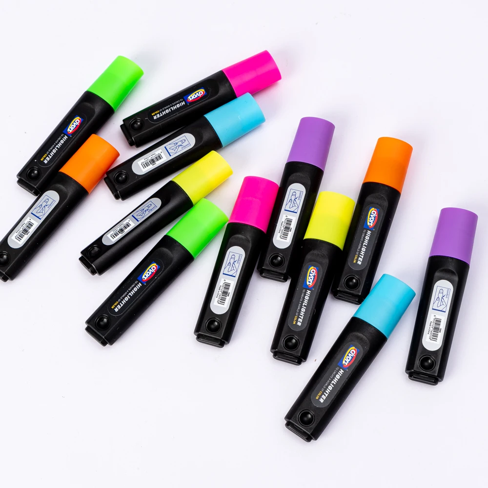 Wholesale 6 Colors Chisel Tip Colorful Highlighters Marker Pen Set Aesthetic Pastel Rainbow Highlighter Dry Fast Easy to Hold