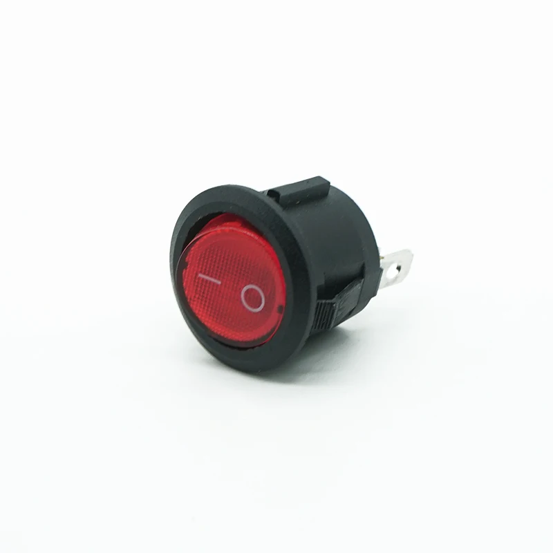 Multi-effect Round Spst 3 Pin On-off Red Led Lamp Rocker Switch t120/55 6A 10A 16A t105 2way 2position 12v 250vac