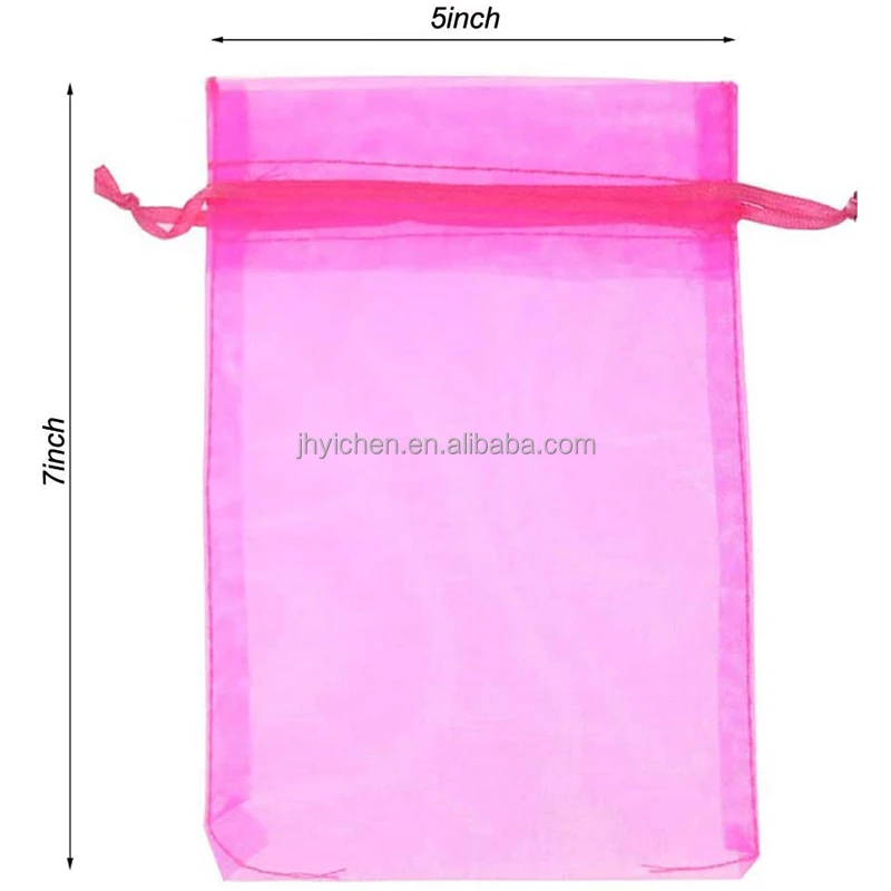 Wholesale Blue Organza Party Favors Bags 5X7inch Gauze Gift Handmade Flower Drawstring Pouches