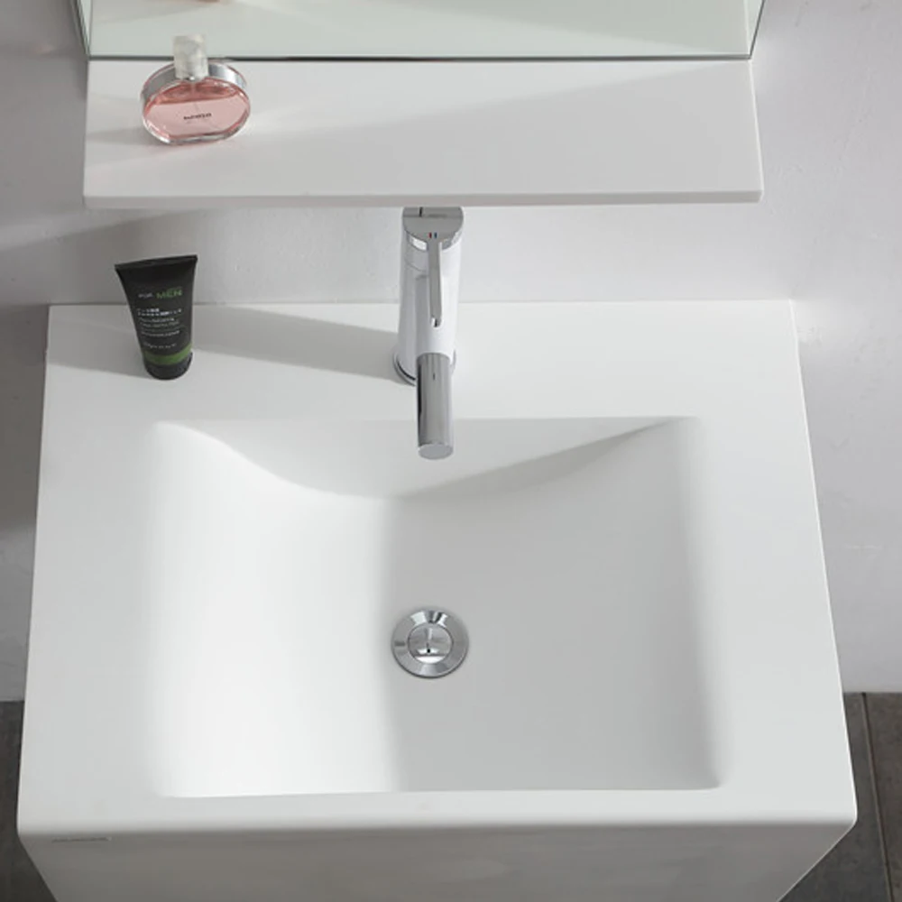 Modern design white color artificial stone acrylic solid surface floor standing bathroom wash basin