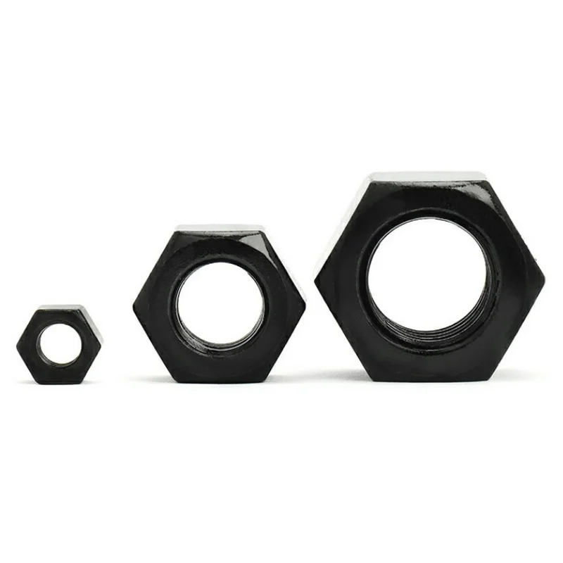 M10 M12 M14 Grade 4.8 8.8 10.9 12.9 Gal Carbon Steel Black Oxide Black Powder Coating Hex Hexagon Head Heavy Thin Nut DIN934