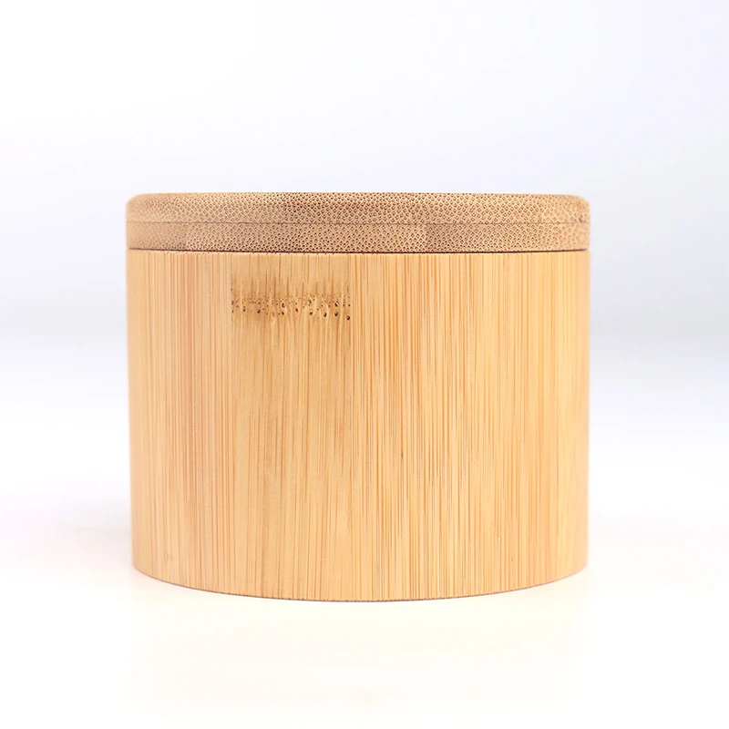 Kitchen Storage Box Container Magnetic Lid Jars,Round Bamboo Salt Pepper Seasoning Box