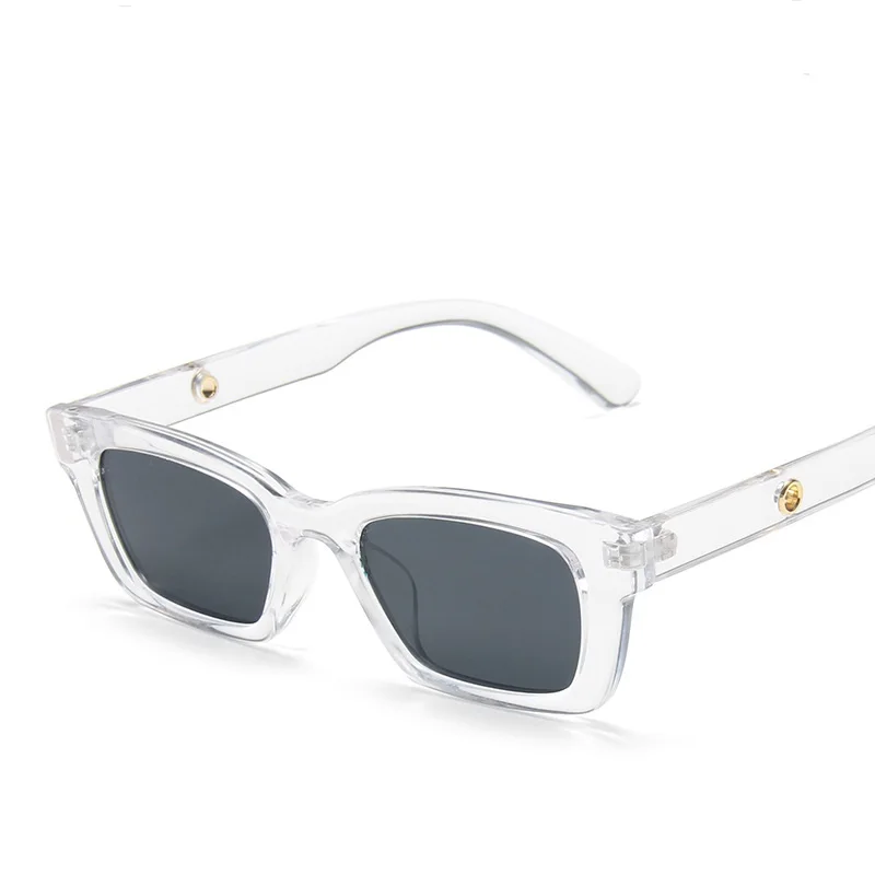 New trendy vintage small square frame metal hinge shine black internet celebrity woman sunglasses